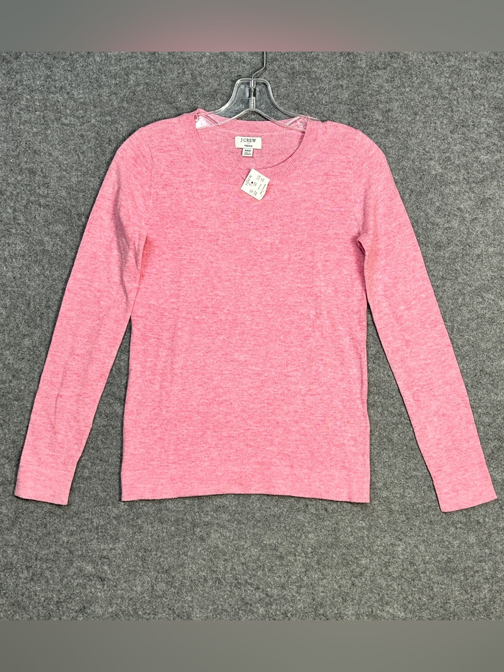 J Crew Teddie XXS Pink Heathered Merino Wool Crewneck Sweater Classic Preppy New